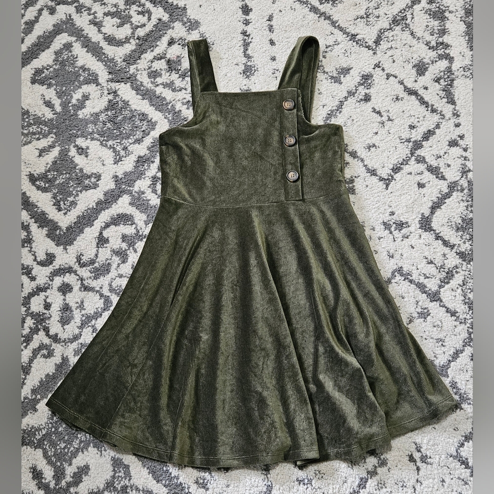 1990s style olive green skater dress